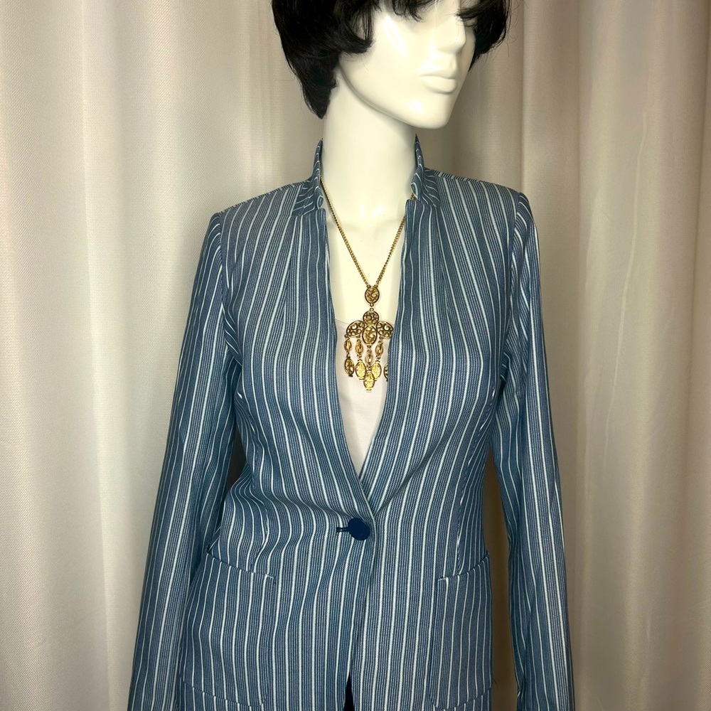 Willow & Thread Pinstriped Blue Blazer